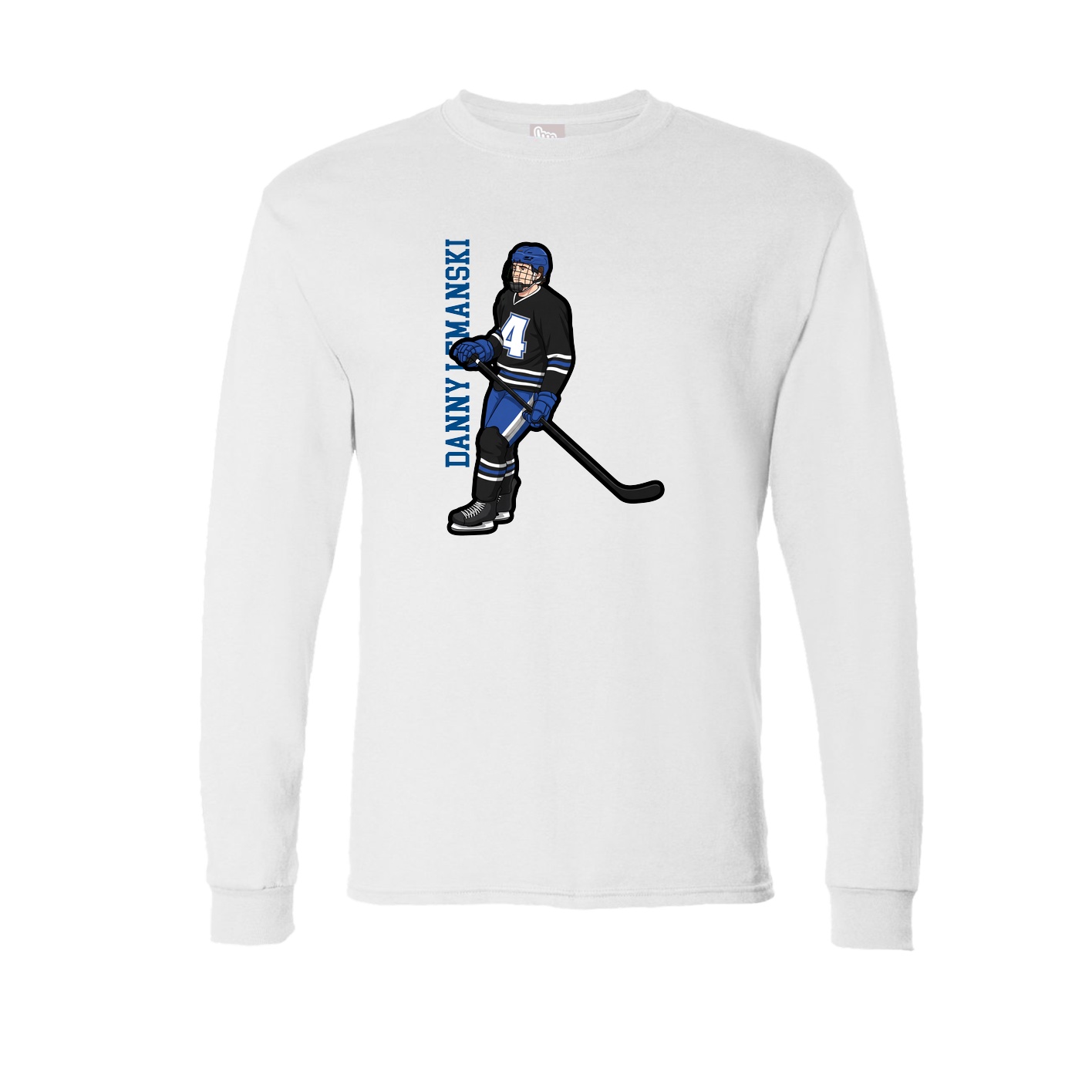 Long Sleeve Tee — Name Vertical in White