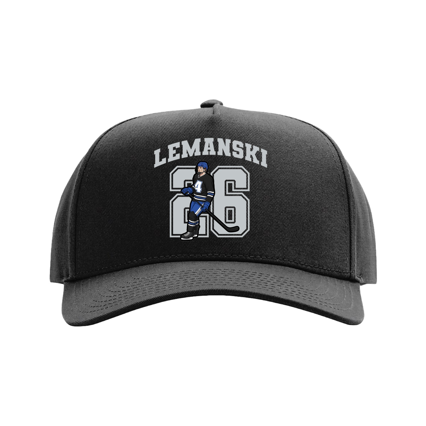 Full Fabric Five-Panel Champ Cap — Number in Black
