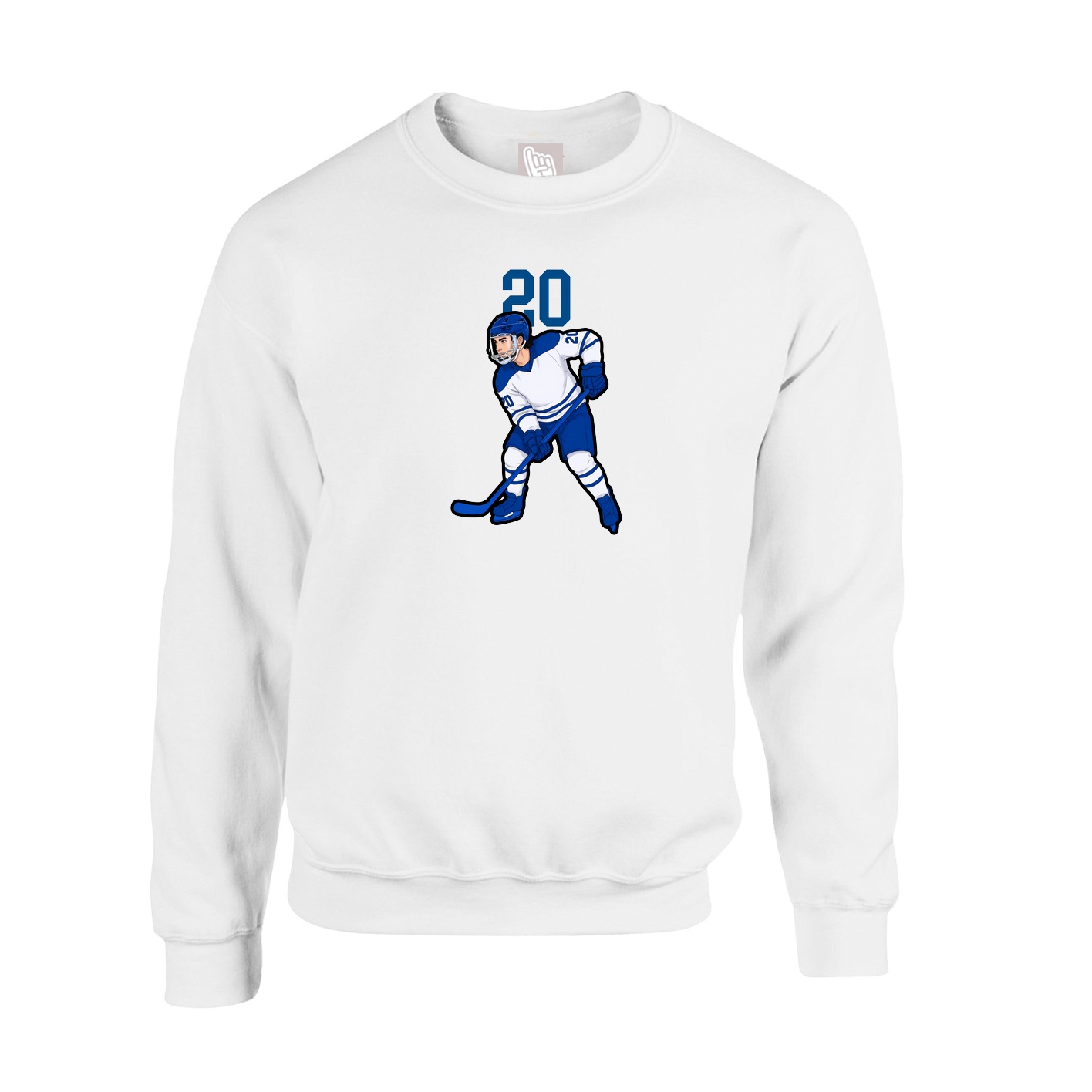 Fleece Crew — Number Top in White