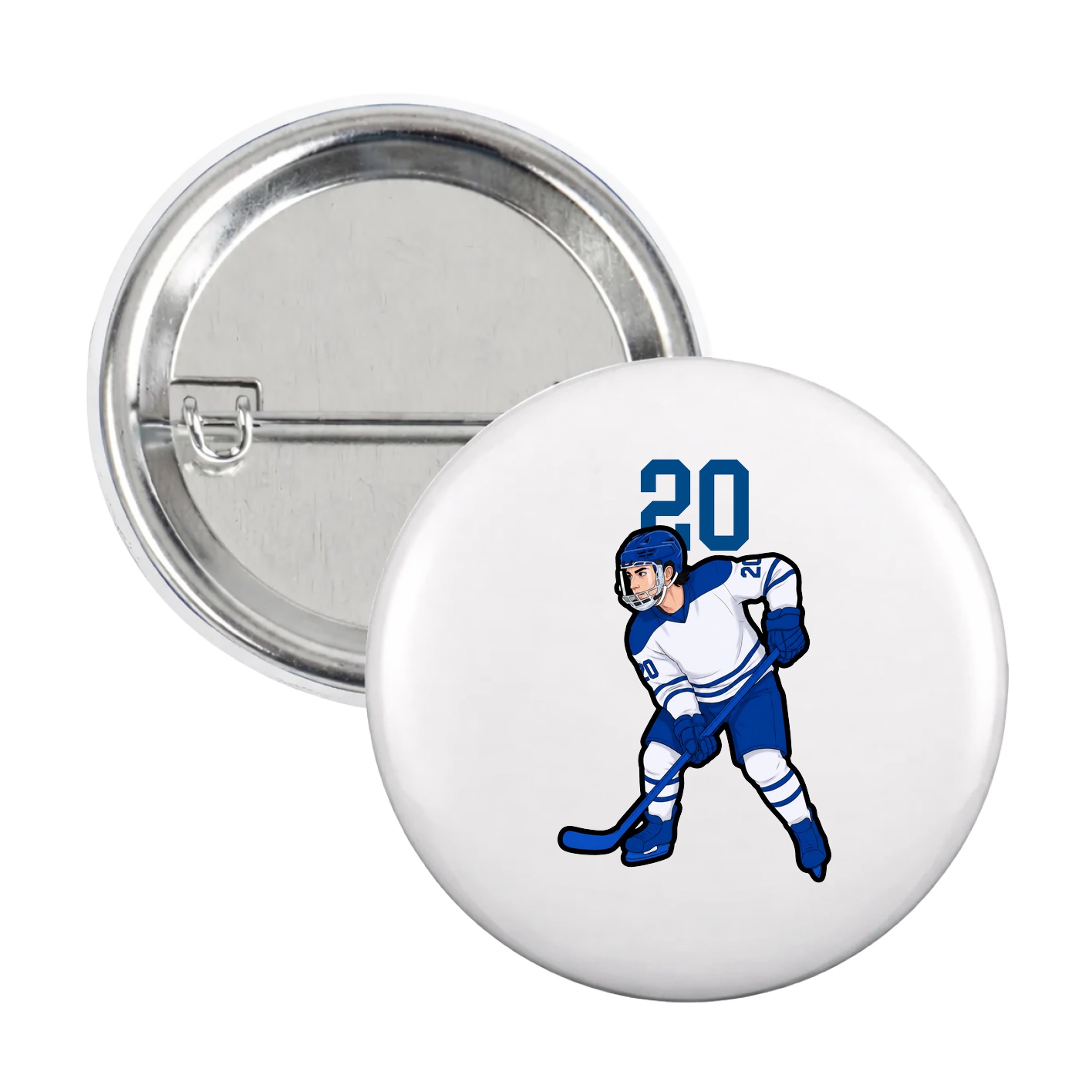 Game Day Button — Number Top in White