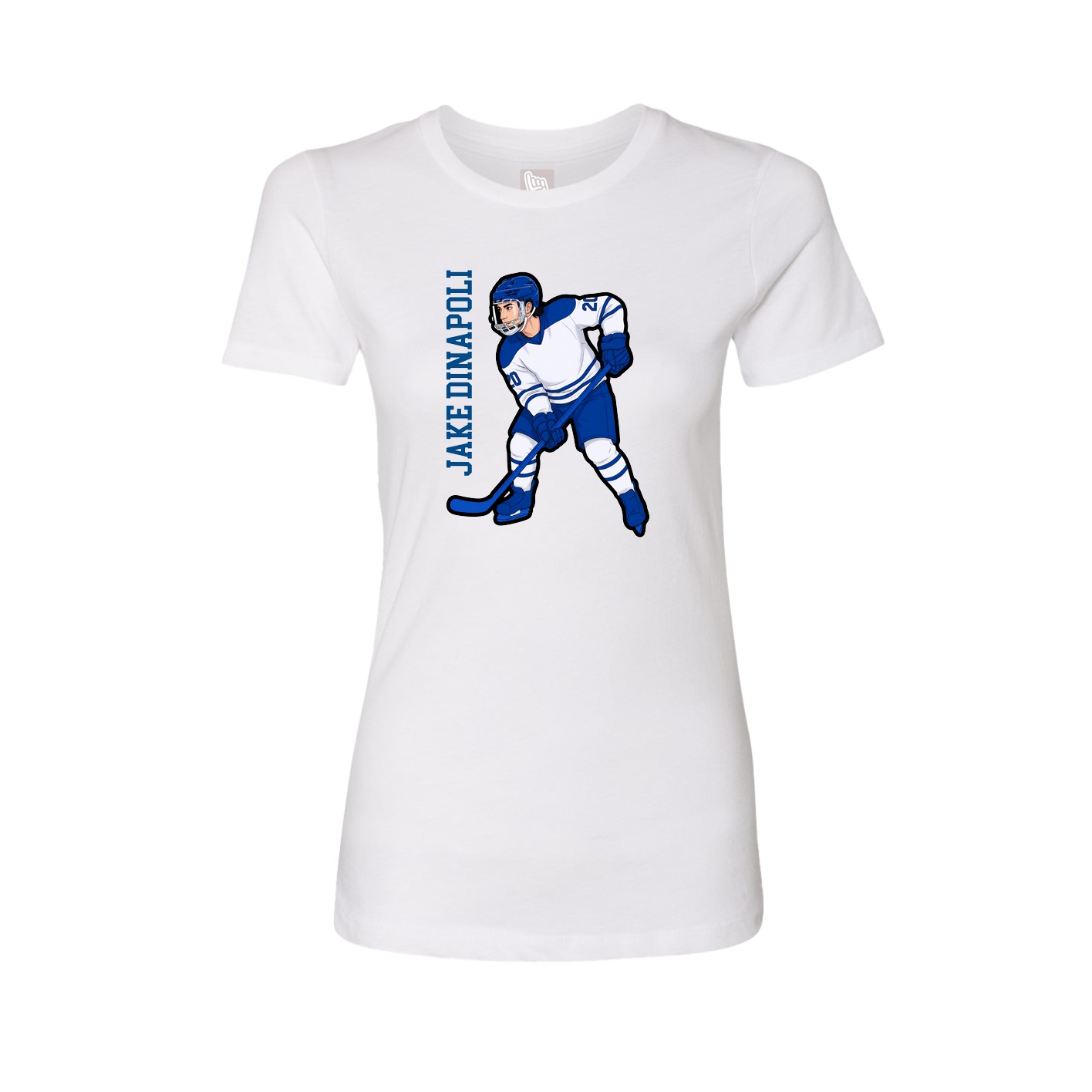 Fitted Women's Tee — Name Vertical in White