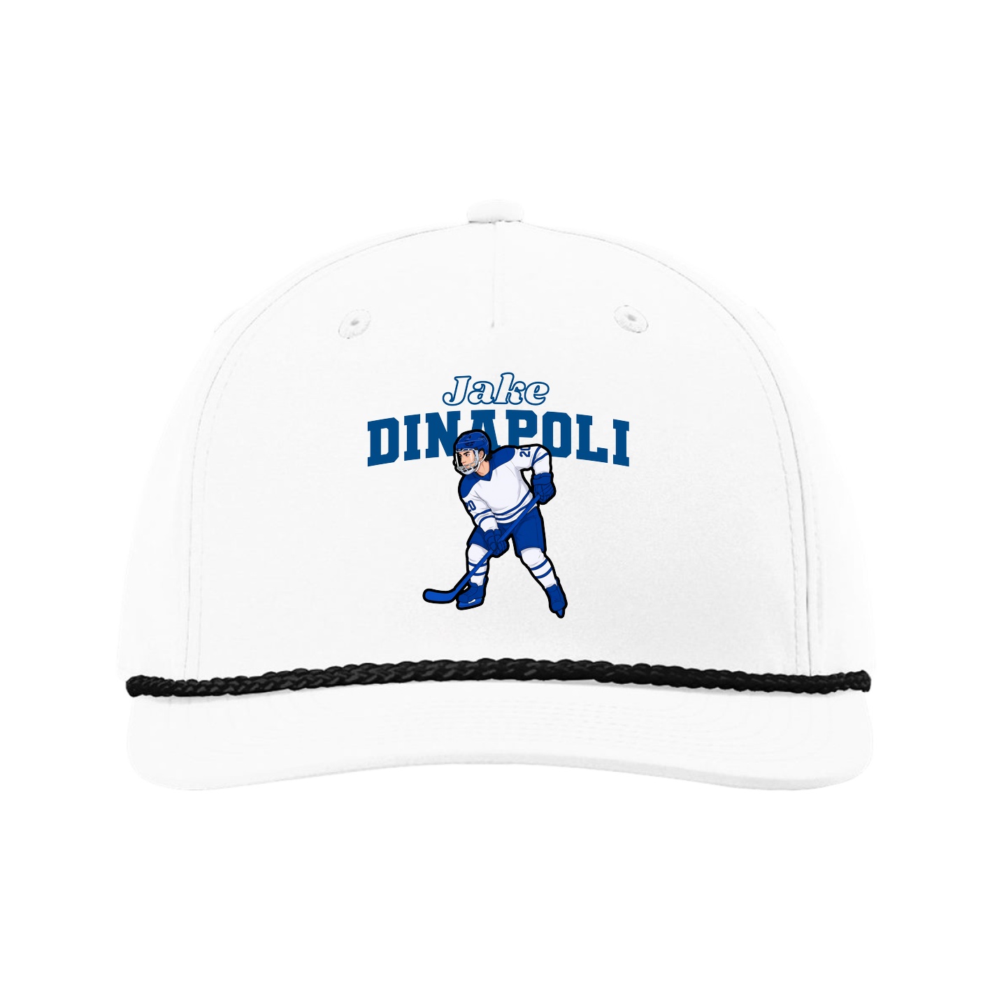 Five-Panel Classic Rope Cap — Name Arch in White