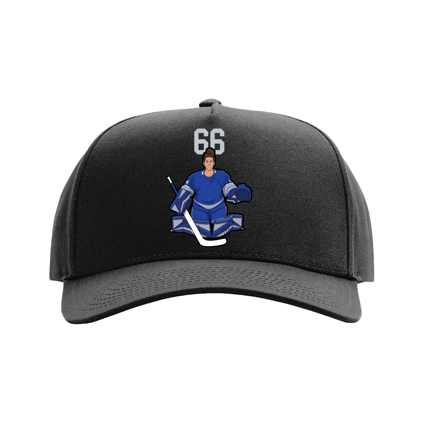 Full Fabric Five-Panel Champ Cap — Number Top in Black