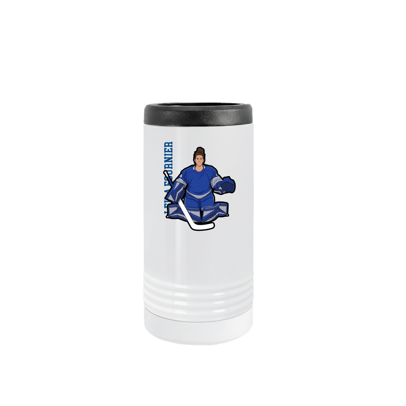 Slim Beverage Holder — Name Vertical in White
