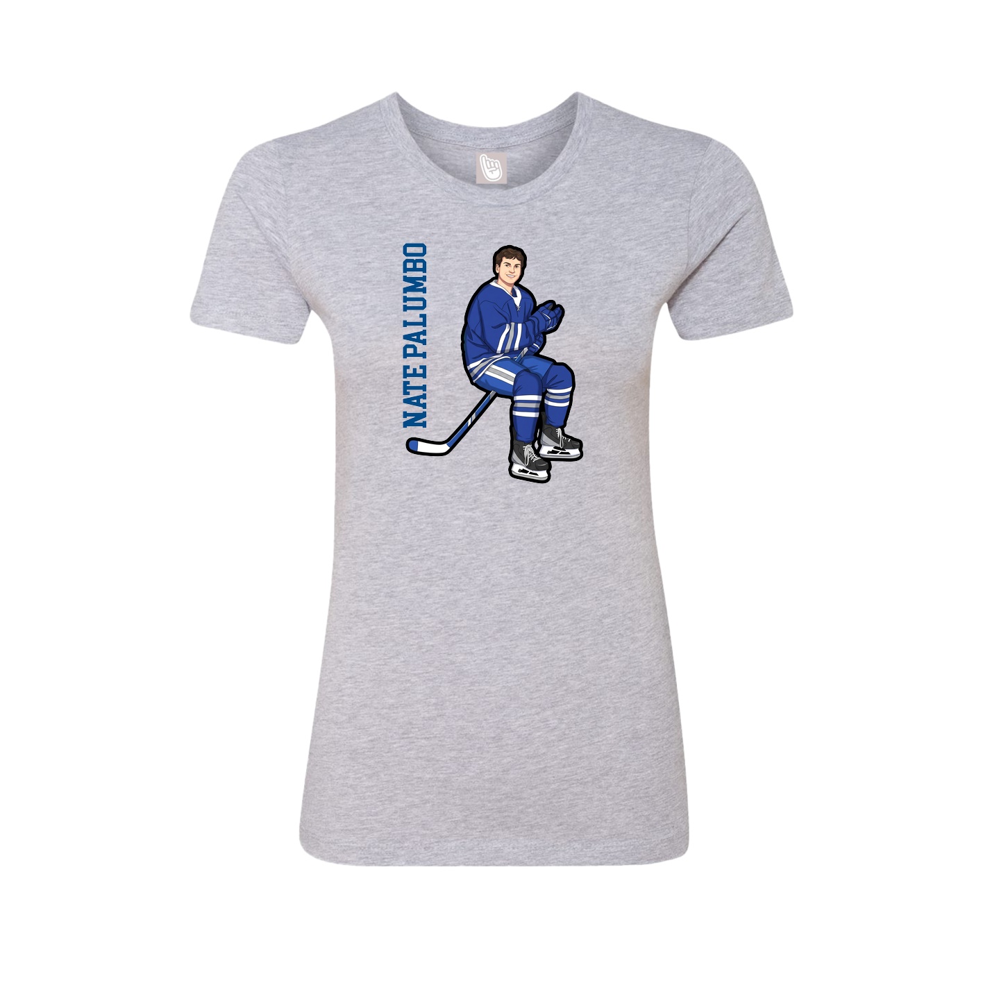 Fitted Women's Tee — Name Vertical in Grey