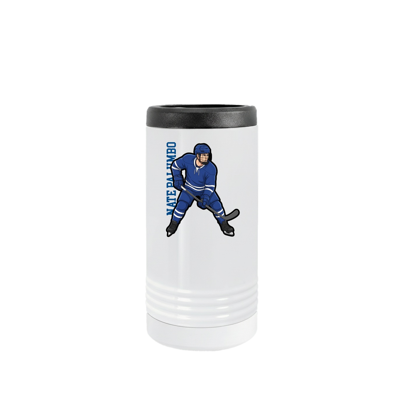 Slim Beverage Holder — Name Vertical in White