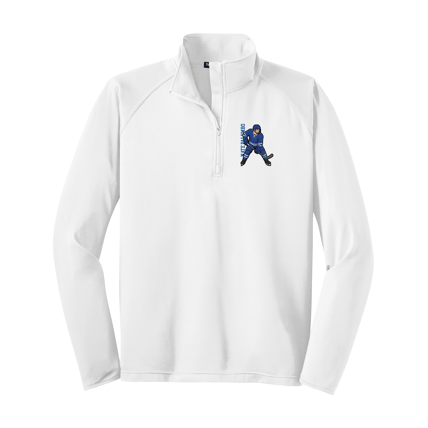 Q-Zip Pullover — Name Vertical in White