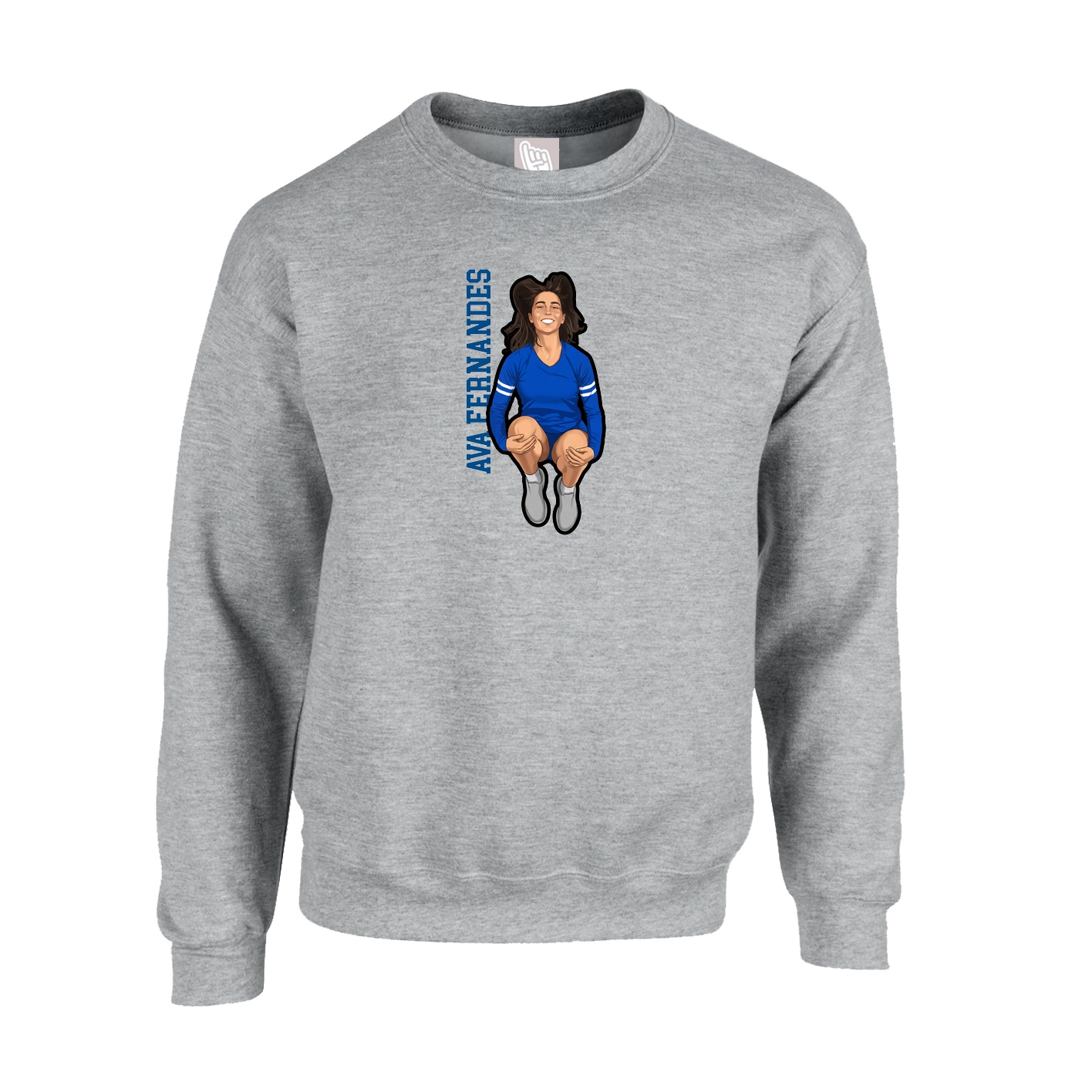 Fleece Crew — Name Vertical in Grey