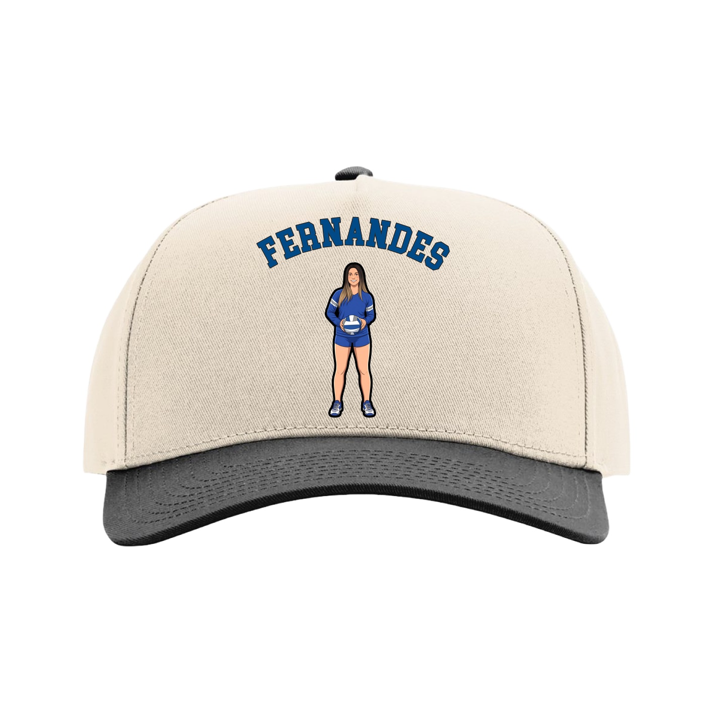 Full Fabric Five-Panel Champ Cap — Shirsey Arch in Cream/Black
