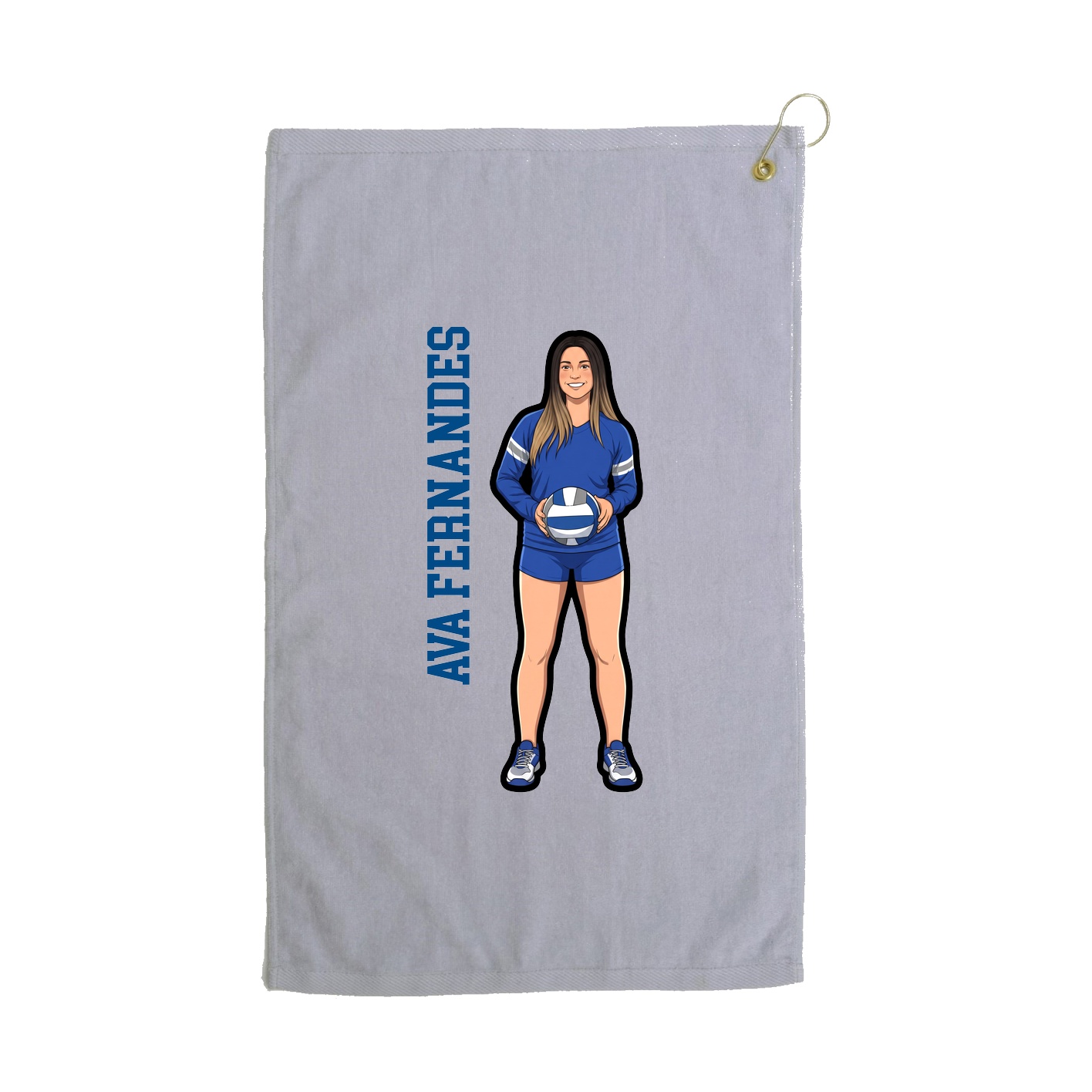 Golf Towel — Name Vertical in Grey