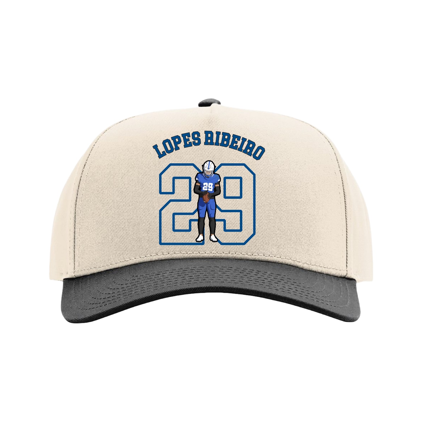 Full Fabric Five-Panel Champ Cap — Shirsey Arch in Cream/Black