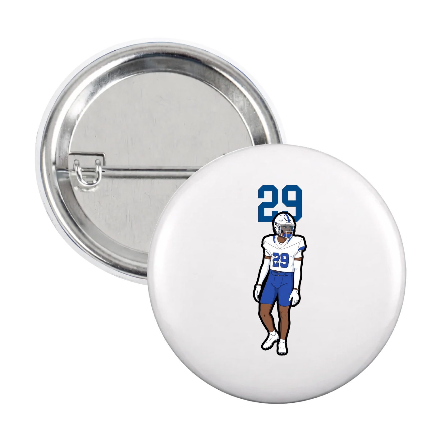 Game Day Button — Number Top in White