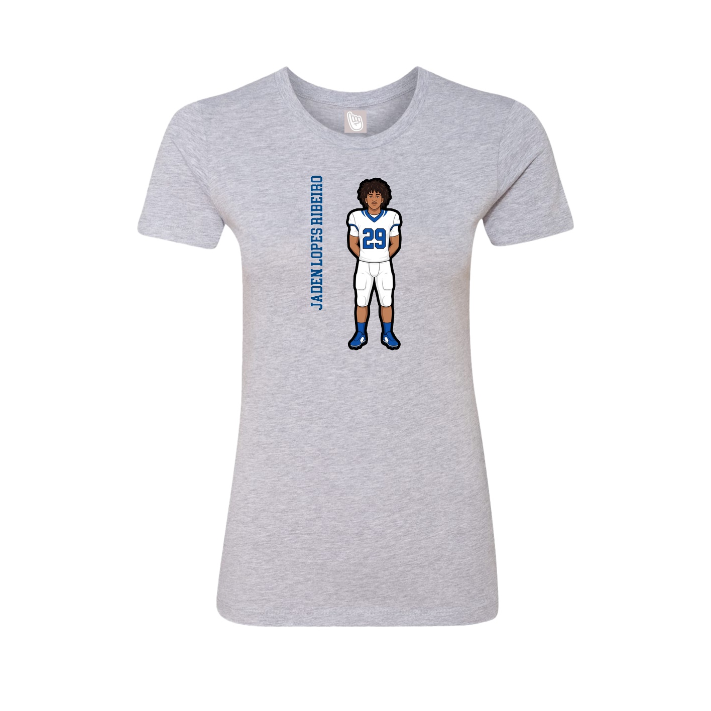 Fitted Women's Tee — Name Vertical in Grey