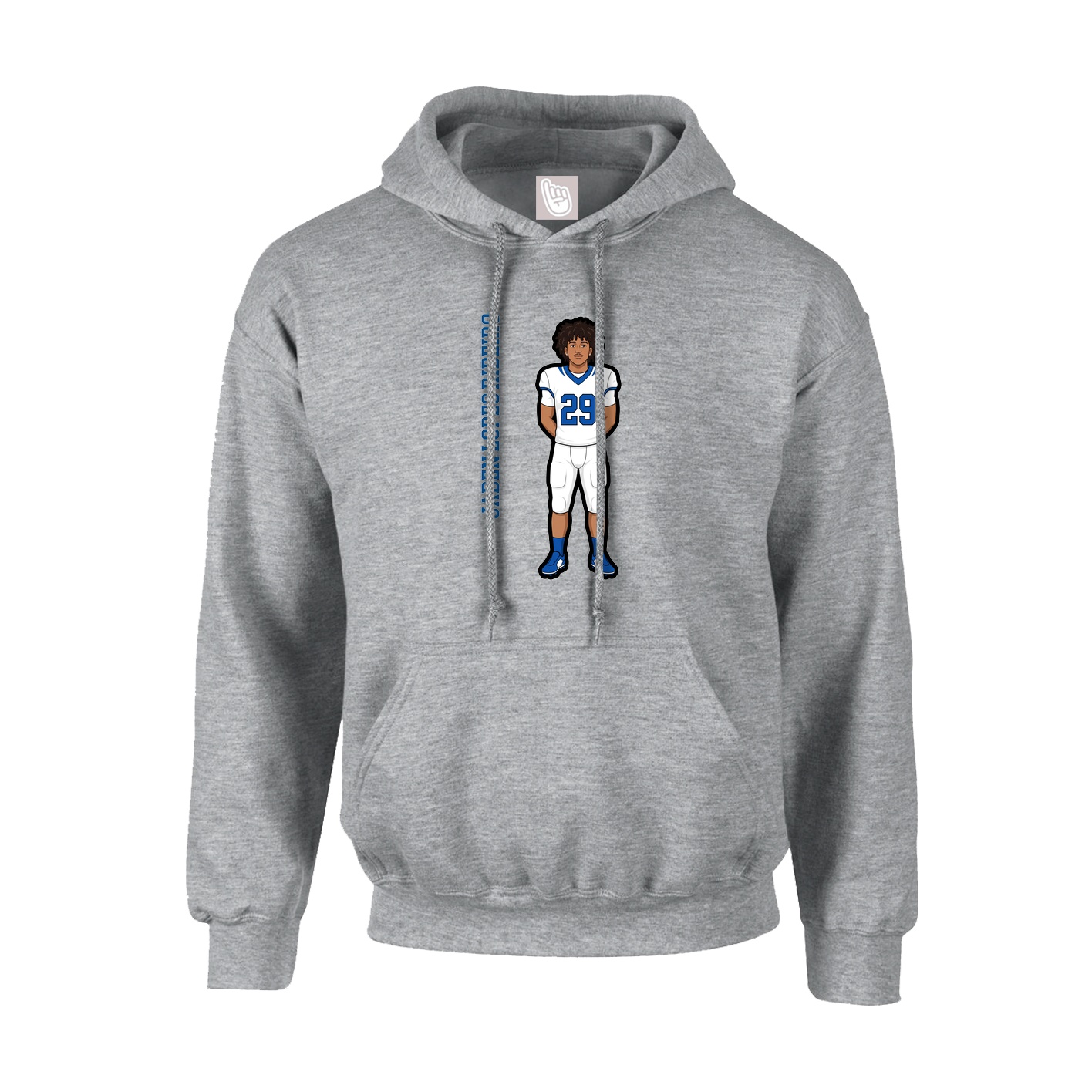 Youth Hoodie — Name Vertical in Grey