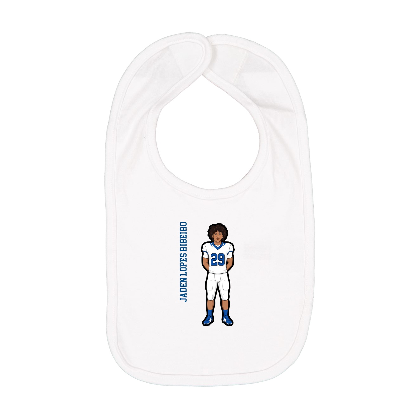 Infant Bib — Name Vertical in White