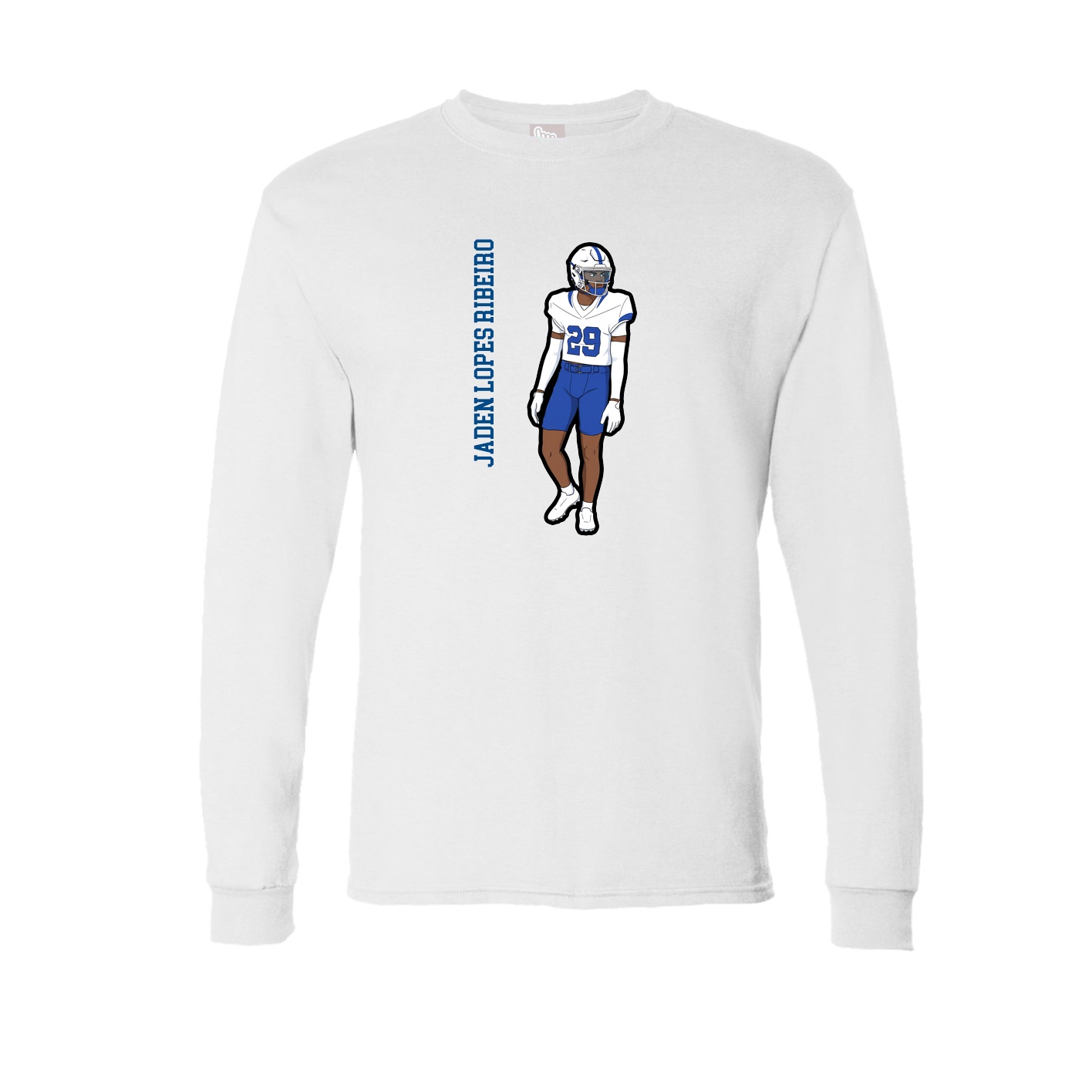 Long Sleeve Tee — Name Vertical in White