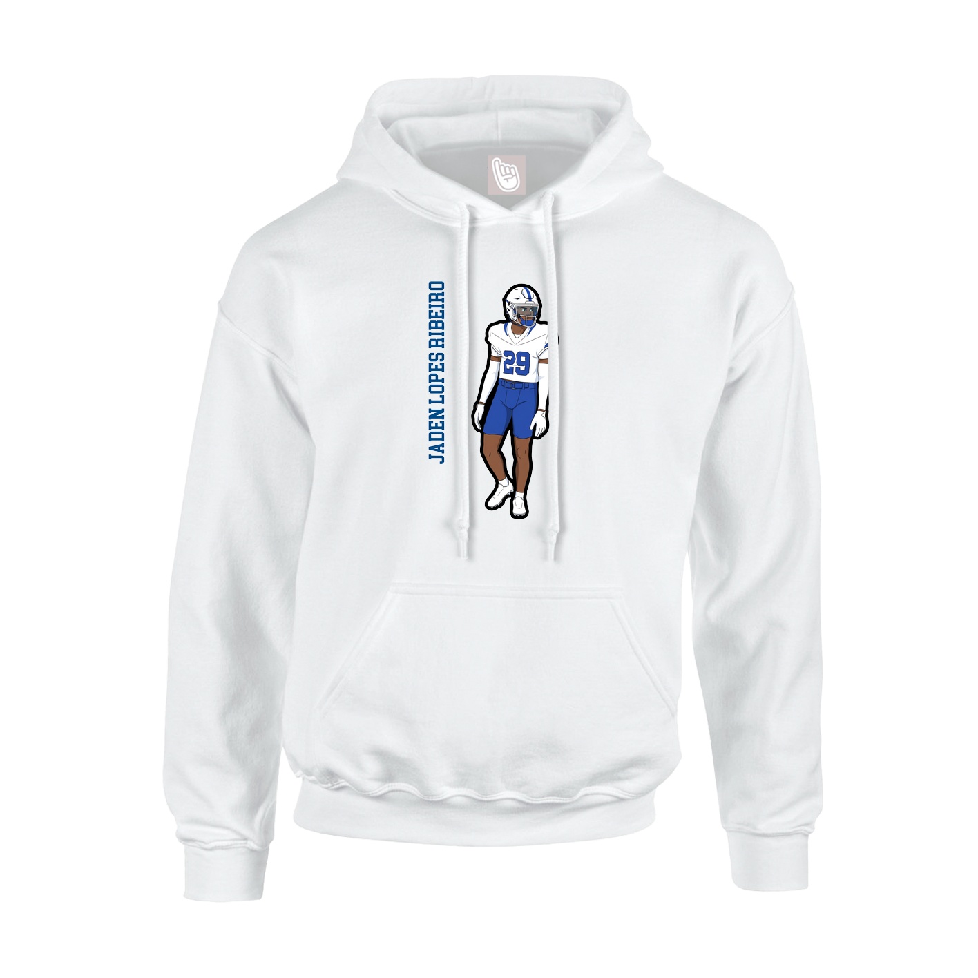 Youth Hoodie — Name Vertical in White