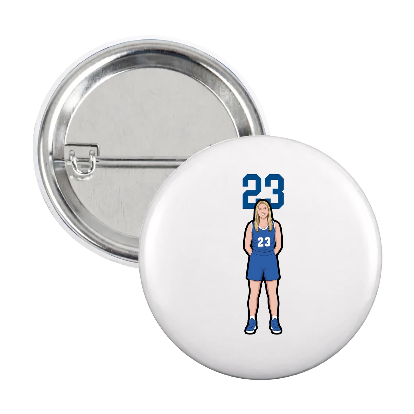 Game Day Button — Number Top in White