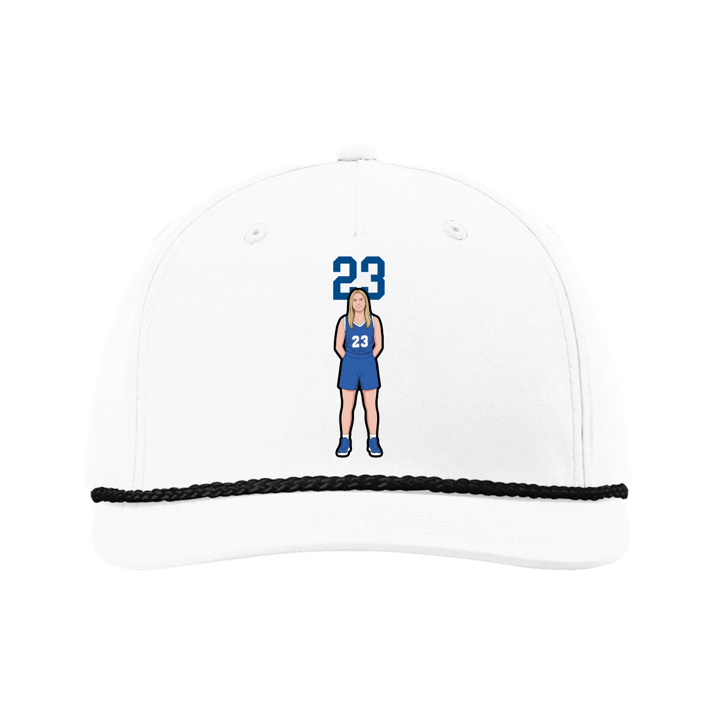 Five-Panel Classic Rope Cap — Number Top in White