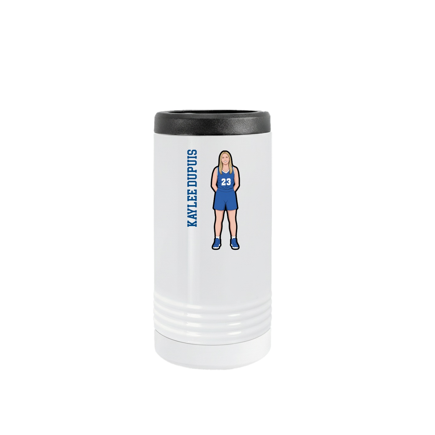 Slim Beverage Holder — Name Vertical in White