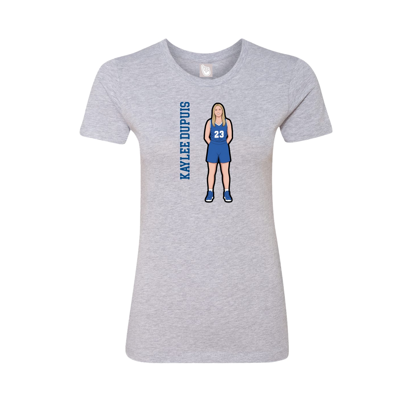 Fitted Women's Tee — Name Vertical in Grey