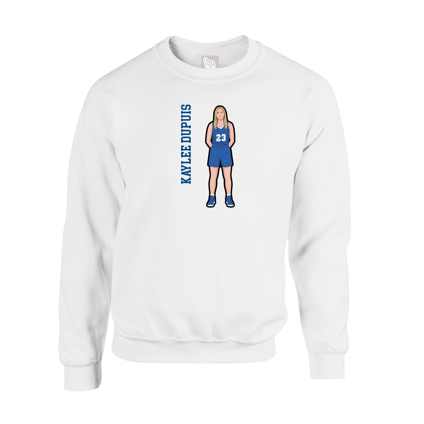Fleece Crew — Name Vertical in White