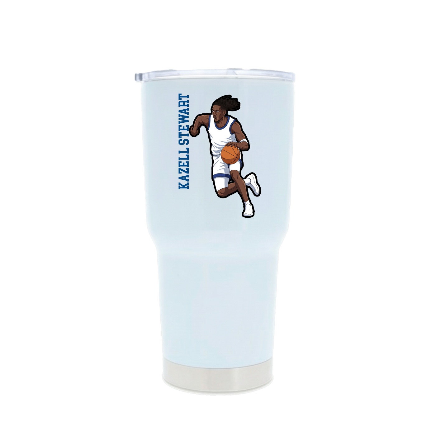30oz Stainless Steel Tumbler — Name Vertical in White