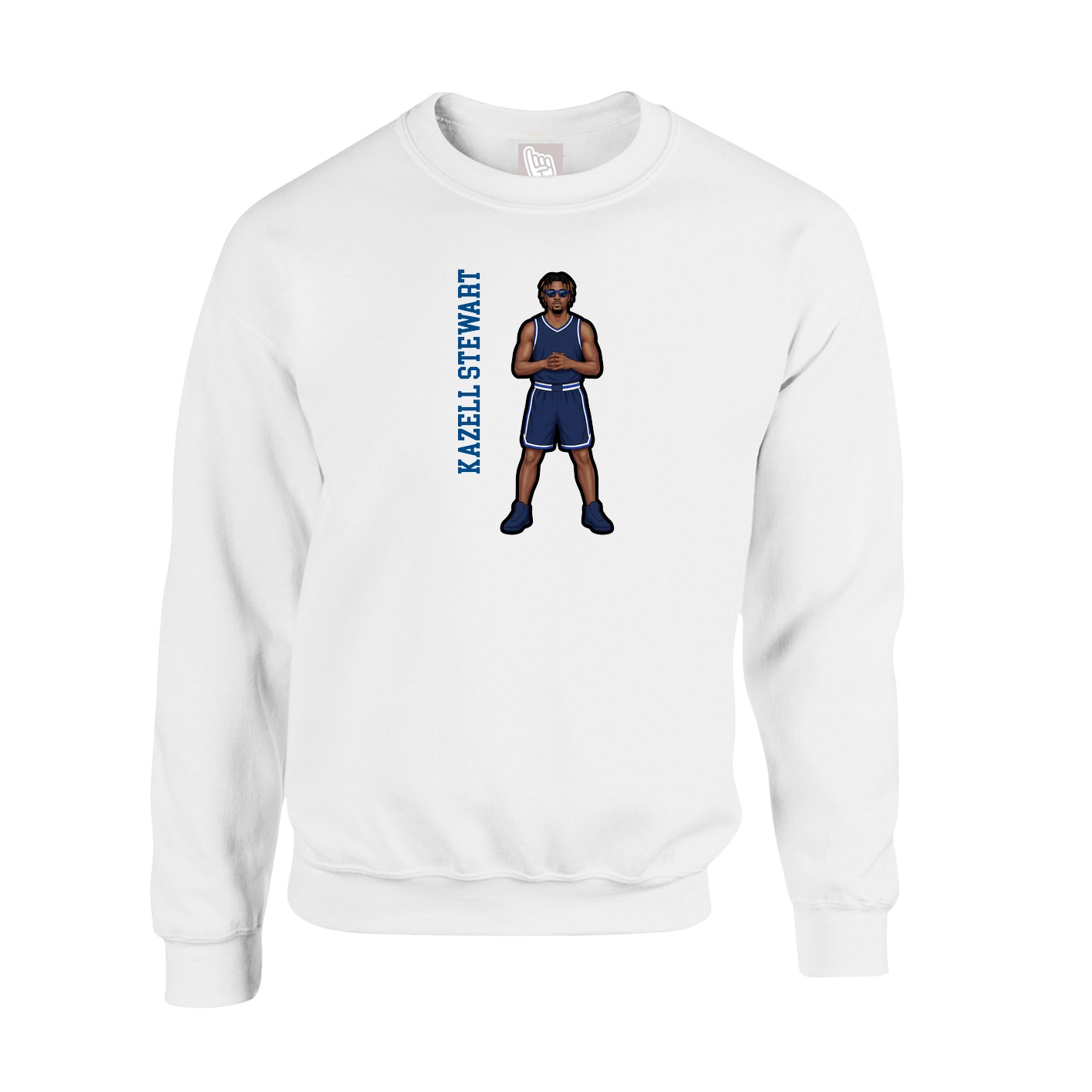 Fleece Crew — Name Vertical in White