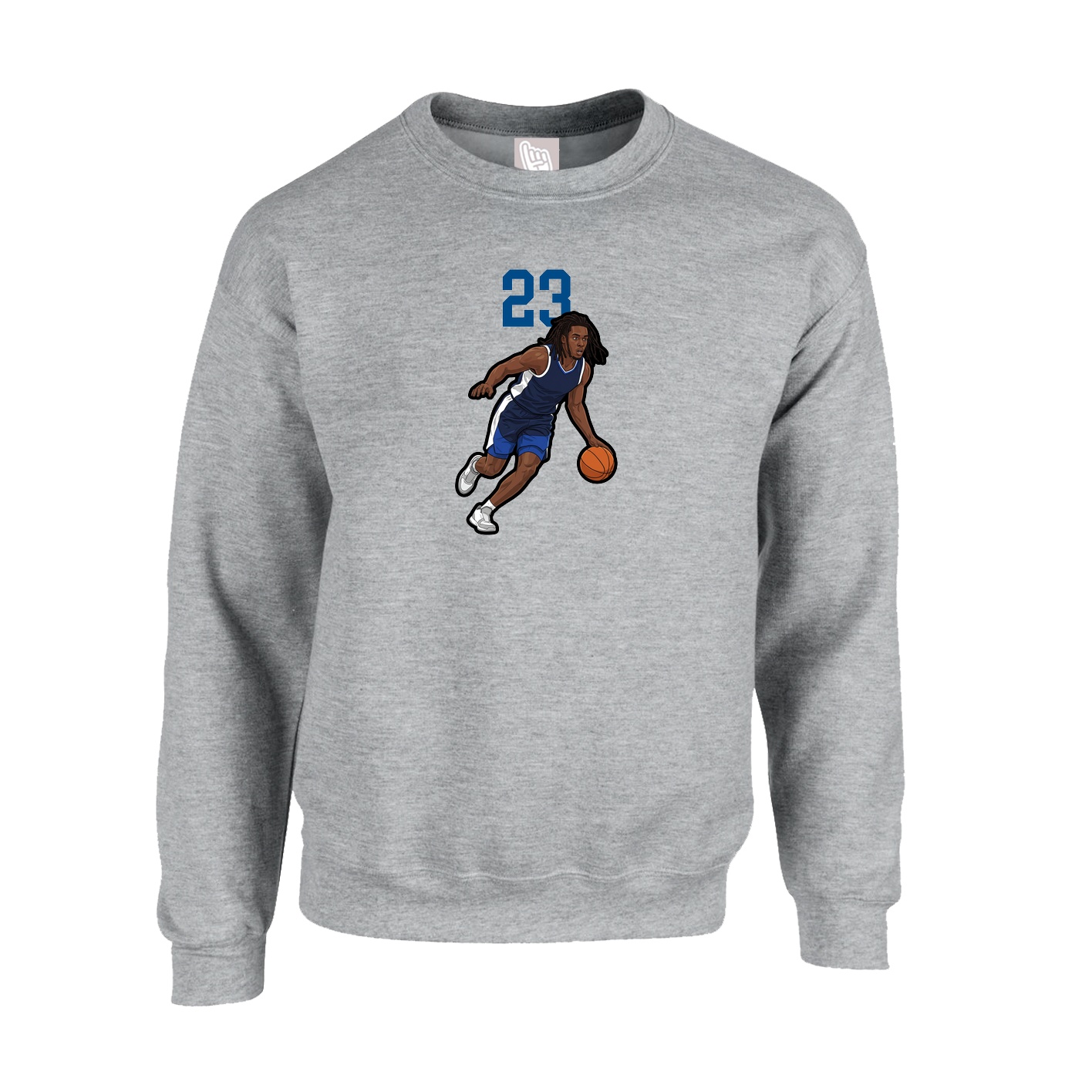 Fleece Crew — Number Top in Grey