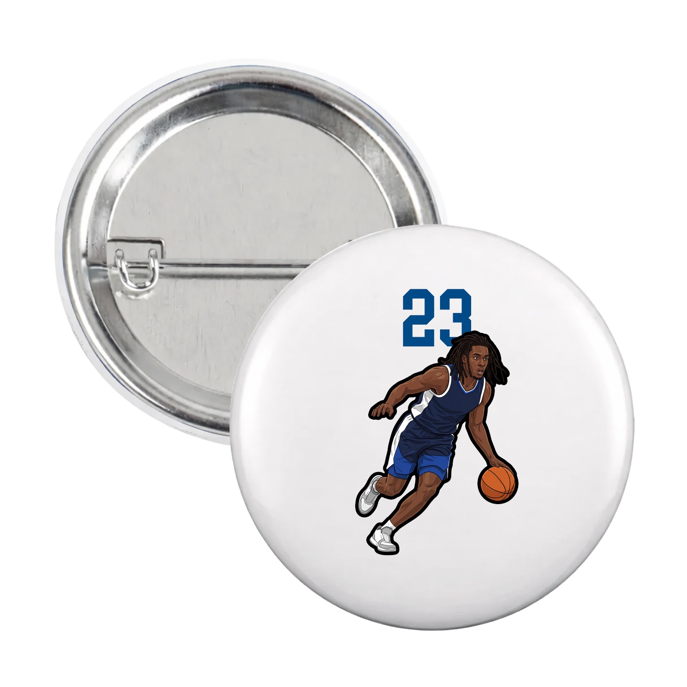 Game Day Button — Number Top in White