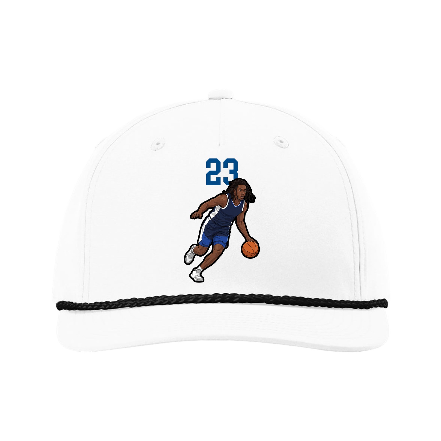 Five-Panel Classic Rope Cap — Number Top in White