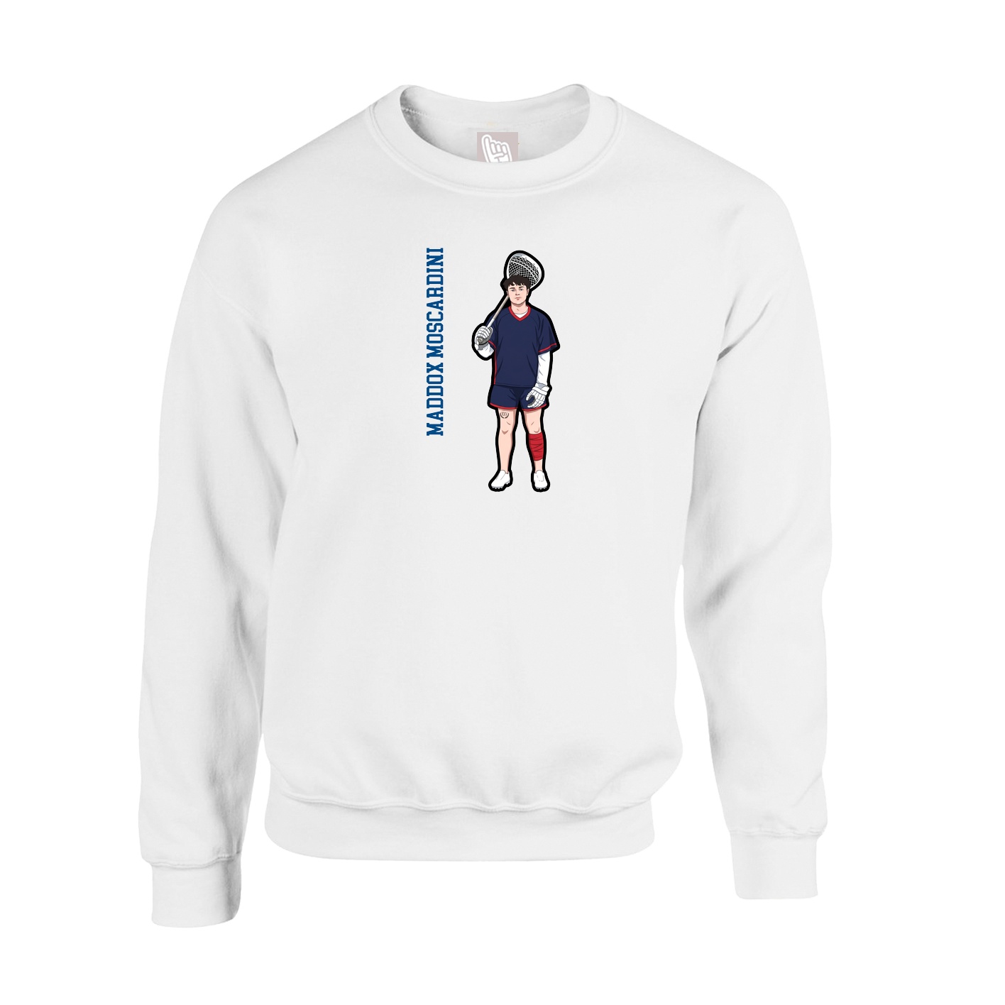 Fleece Crew — Name Vertical in White