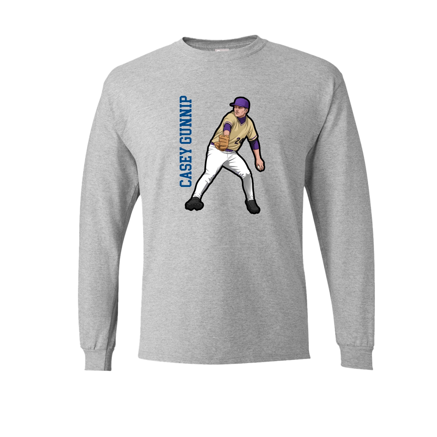 Long Sleeve Tee — Name Vertical in Grey