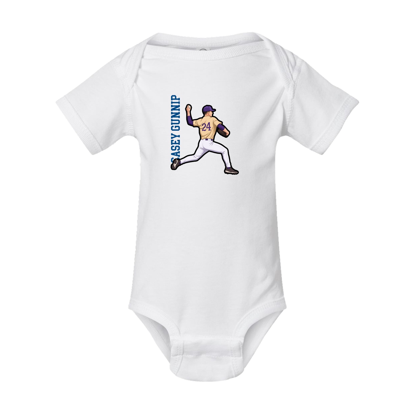 Baby Onesie — Name Vertical in White