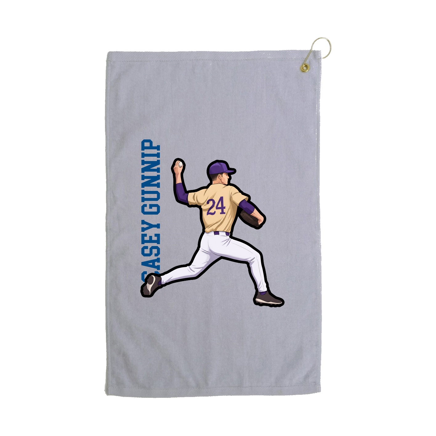 Golf Towel — Name Vertical in Grey