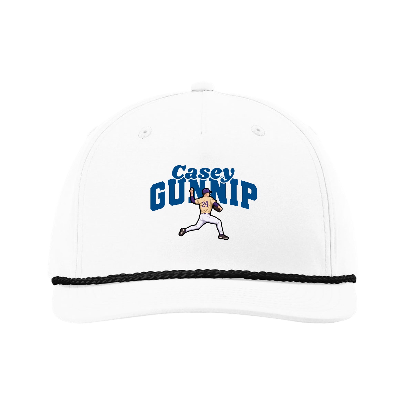 Five-Panel Classic Rope Cap — Signature Arch in White
