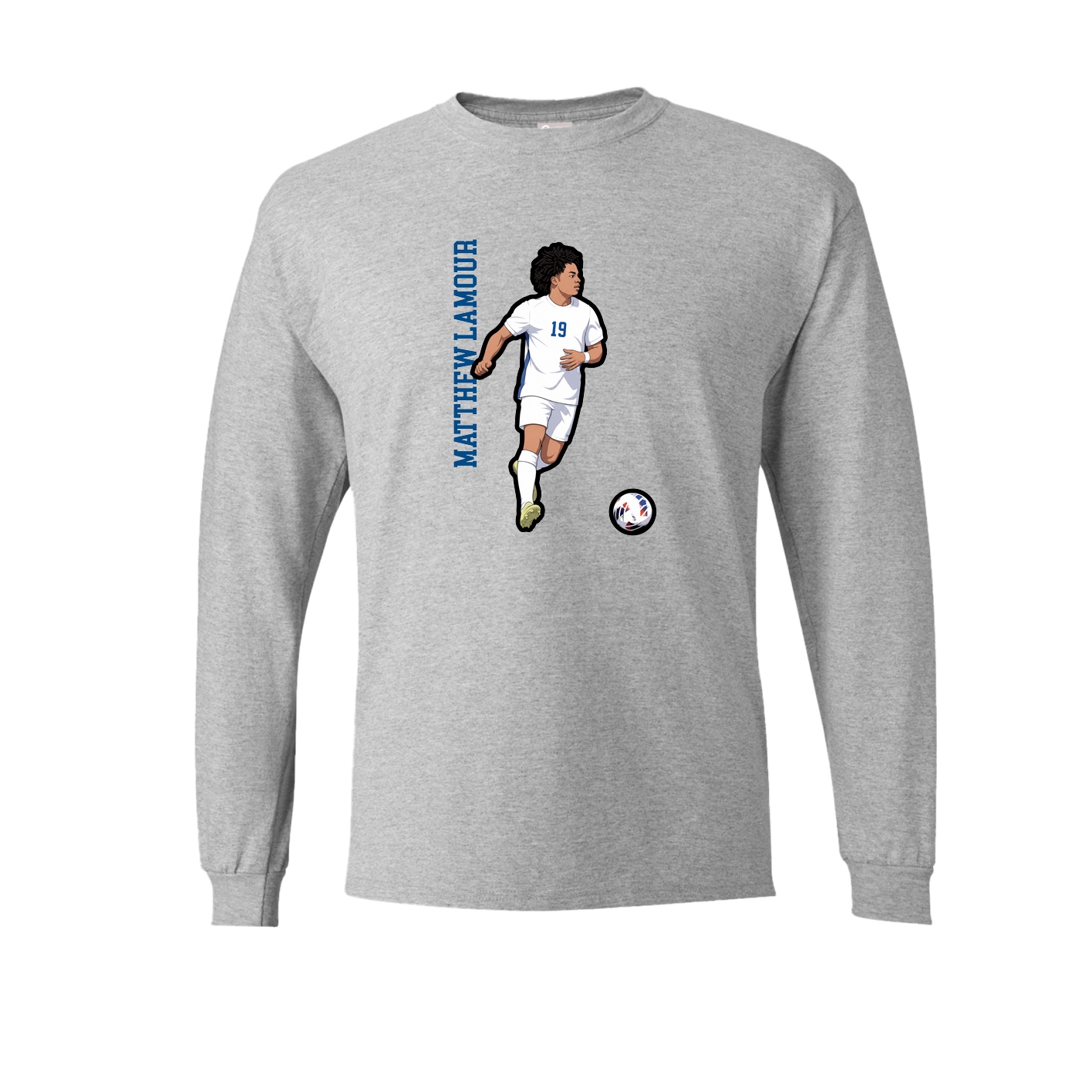 Long Sleeve Tee — Name Vertical in Grey