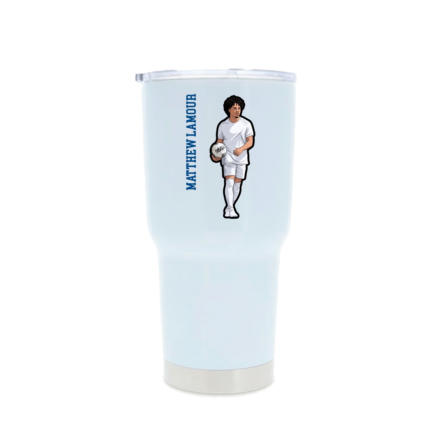 30oz Stainless Steel Tumbler — Name Vertical in White