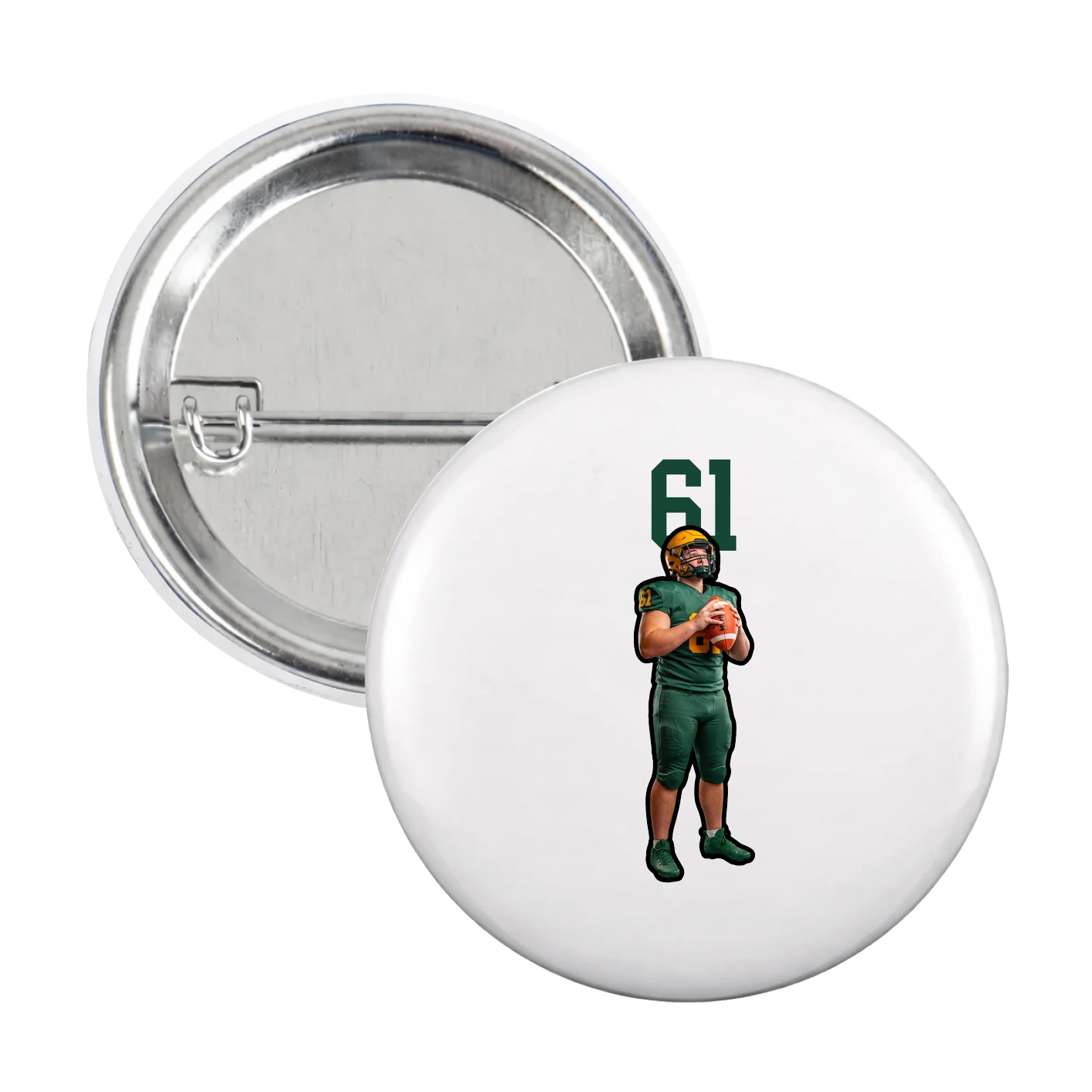 Game Day Button — Number Top in White