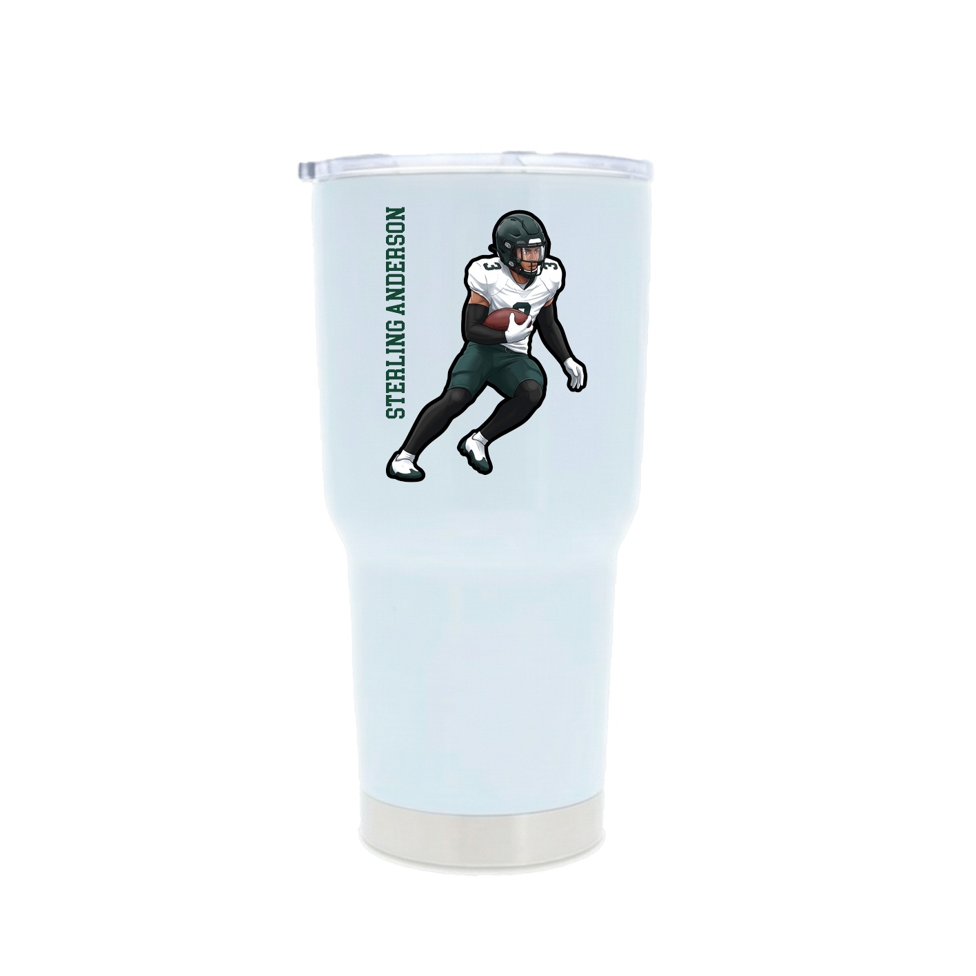 30oz Stainless Steel Tumbler — Name Vertical in White