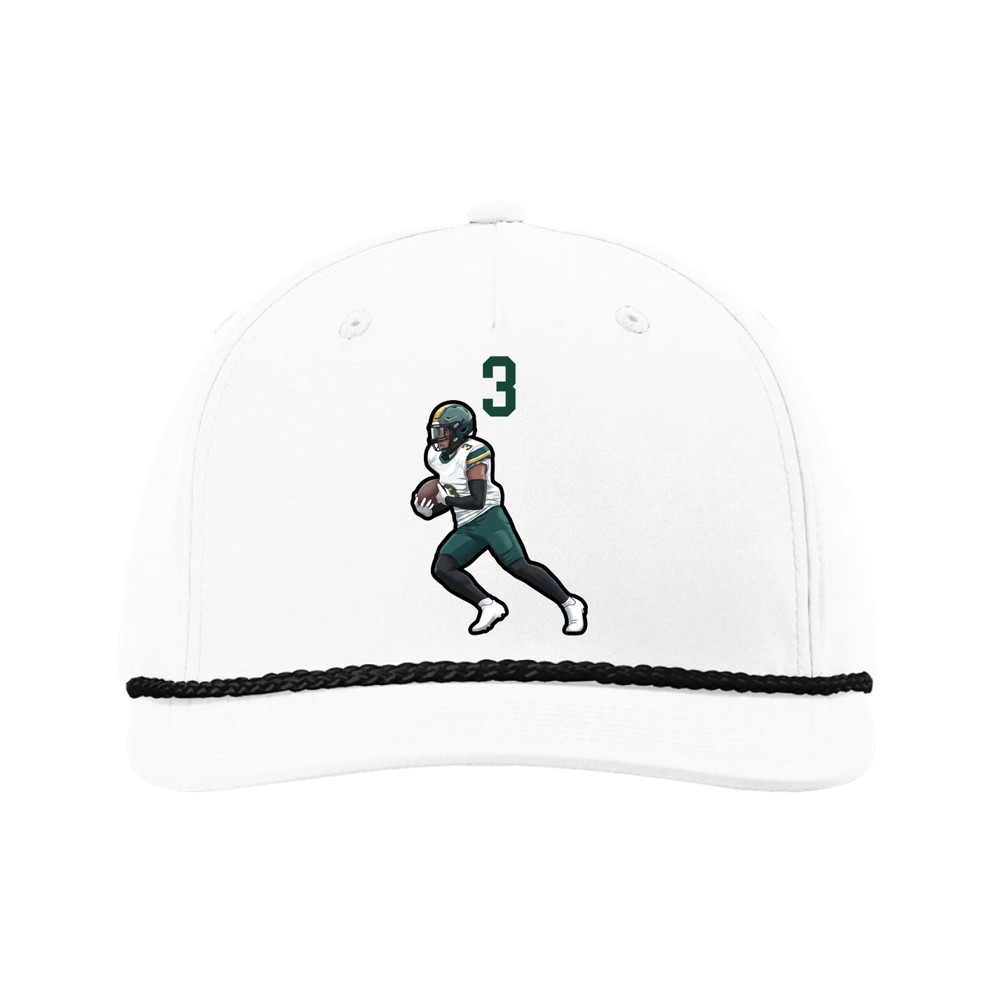 Five-Panel Classic Rope Cap — Number Top in White