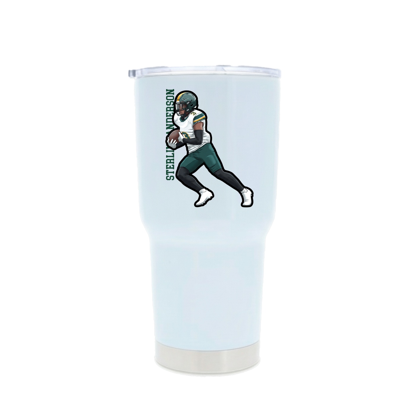 30oz Stainless Steel Tumbler — Name Vertical in White