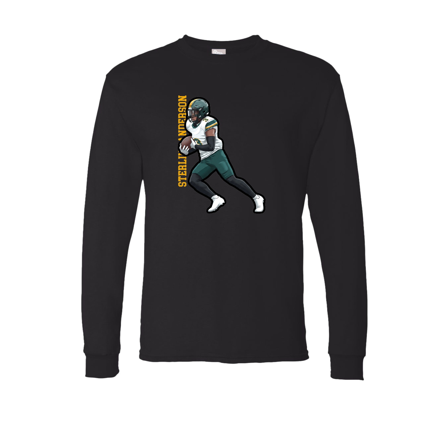 Long Sleeve Tee — Name Vertical in Black