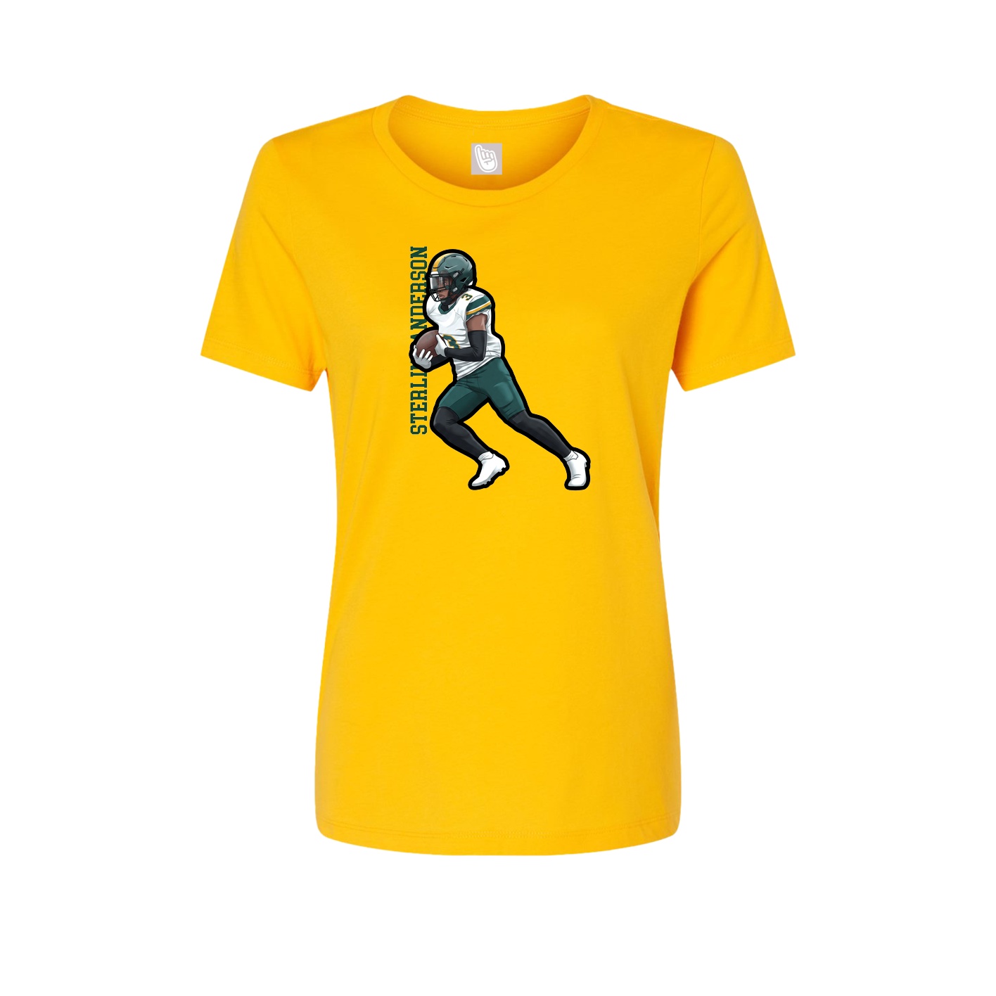 Fitted Women's Tee — Name Vertical in Gold