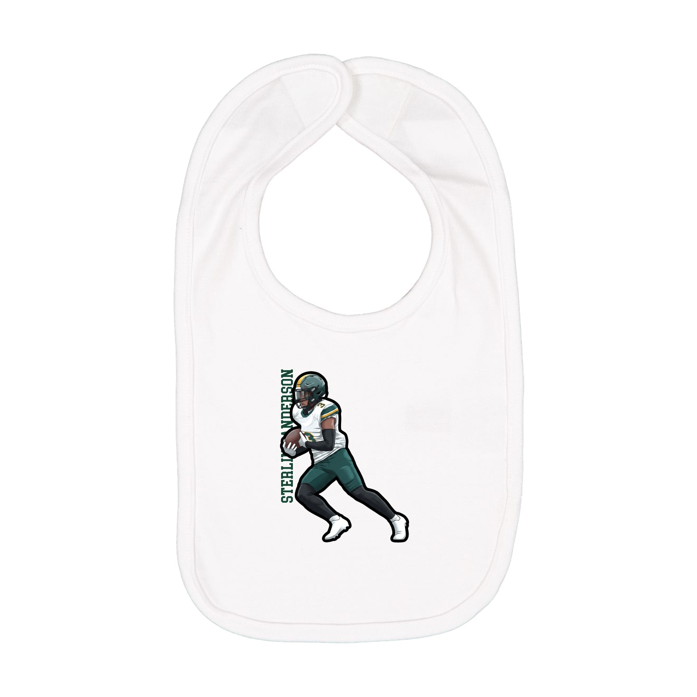 Infant Bib — Name Vertical in White