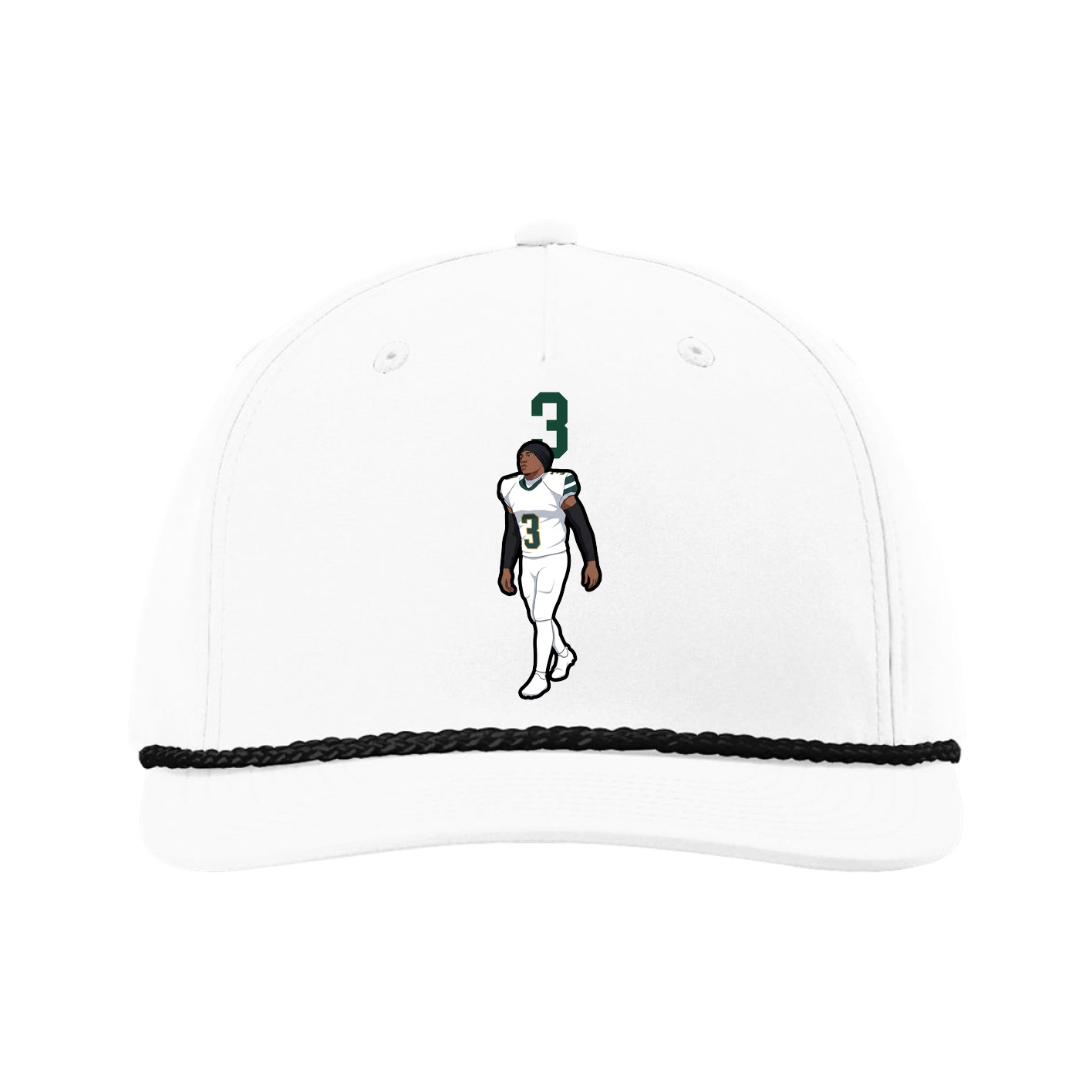 Five-Panel Classic Rope Cap — Number Top in White
