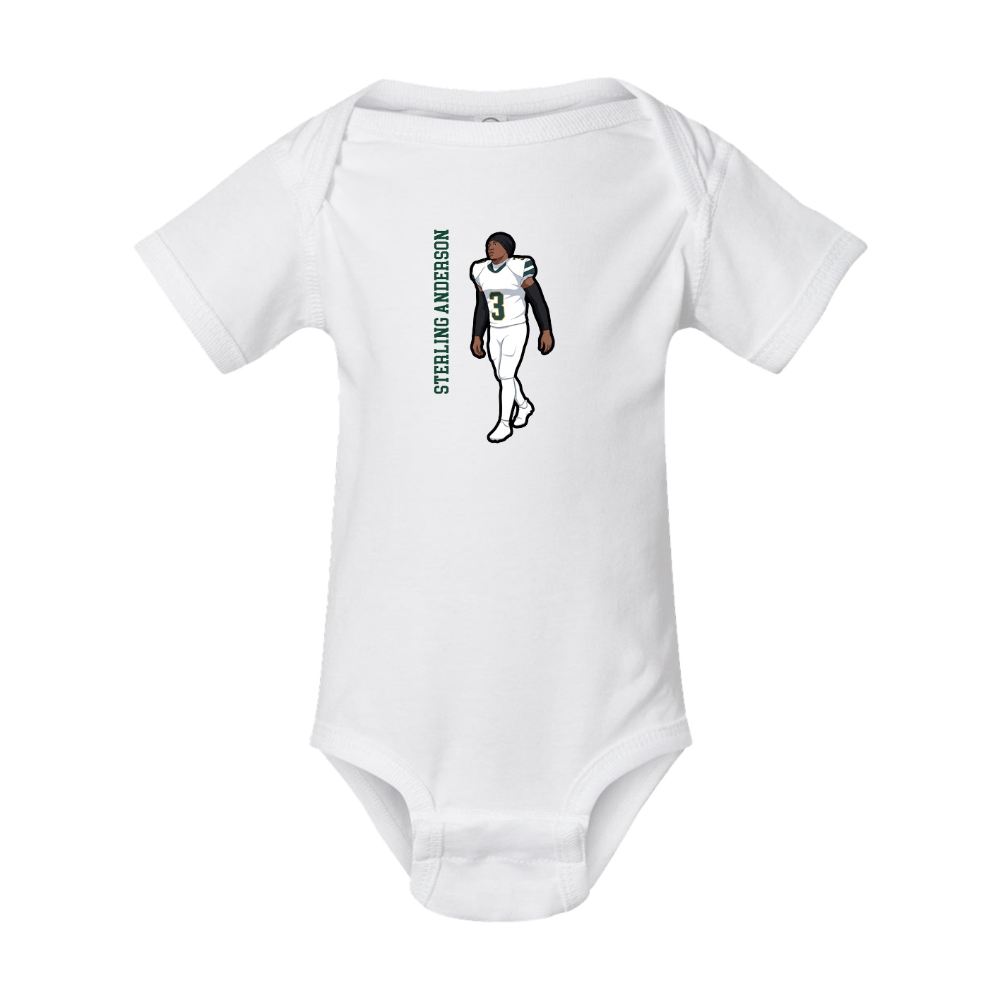 Baby Onesie — Name Vertical in White