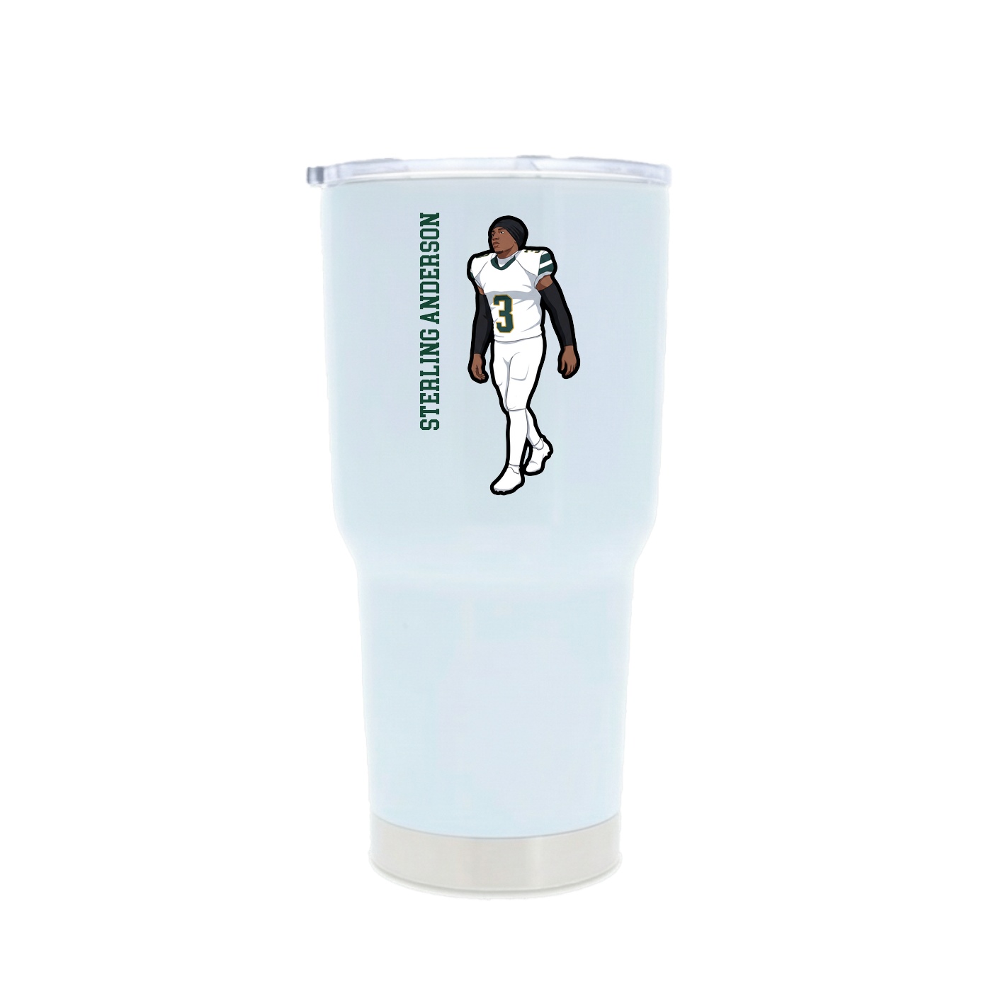 30oz Stainless Steel Tumbler — Name Vertical in White