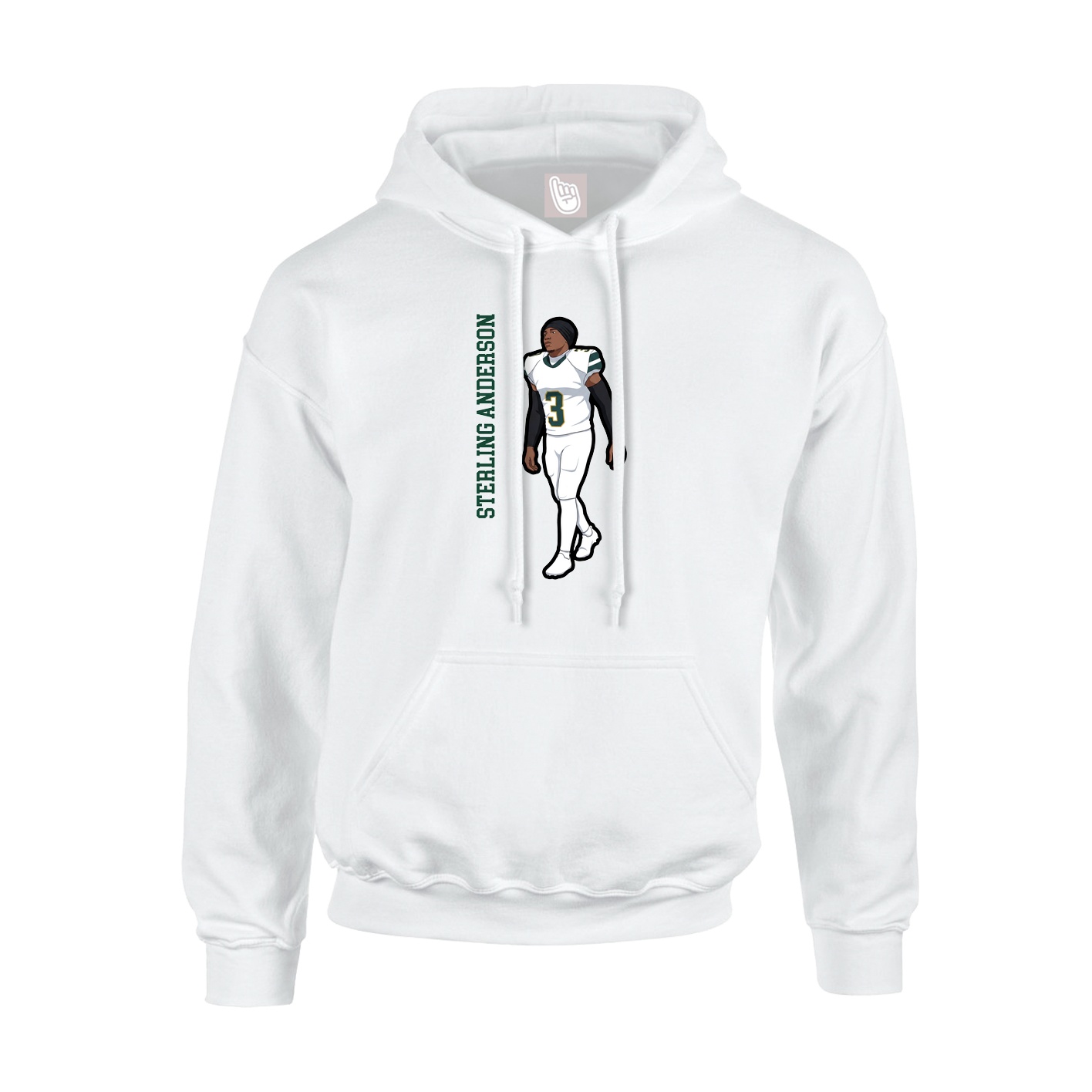 Youth Hoodie — Name Vertical in White