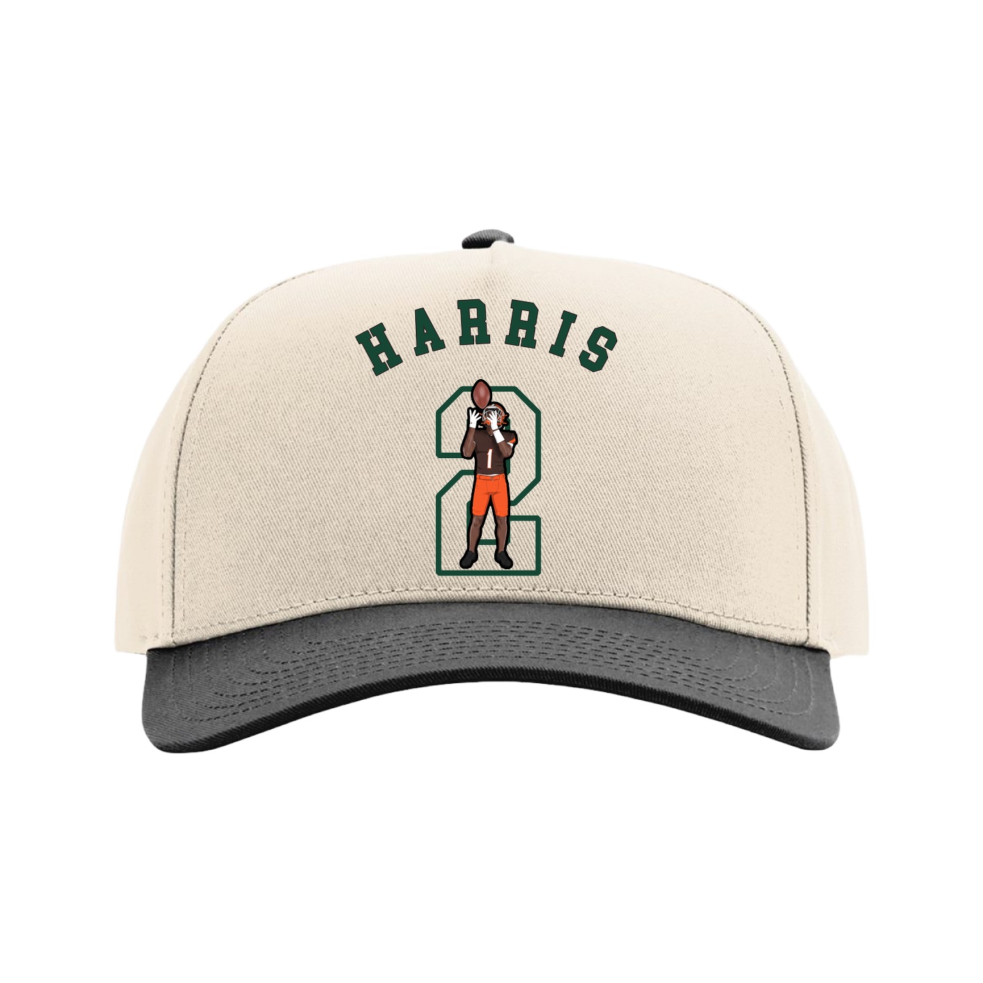 Full Fabric Five-Panel Champ Cap — Shirsey Arch in Cream/Black